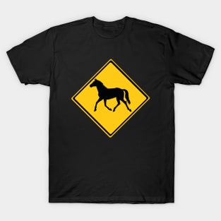Wild Horse Warning Sign T-Shirt